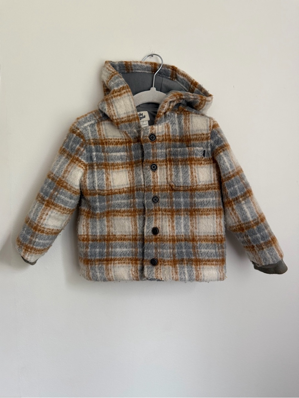 Baby B’Gosh Kids Hooded Plaid Coat (Size 24m)
